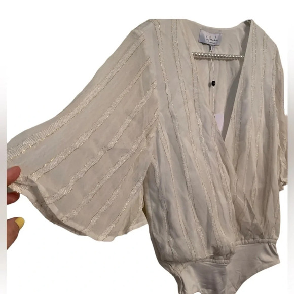 XXS new with tags L’academie bodysuit ivory Zoe stripe from Revolve - Picture 6 of 6